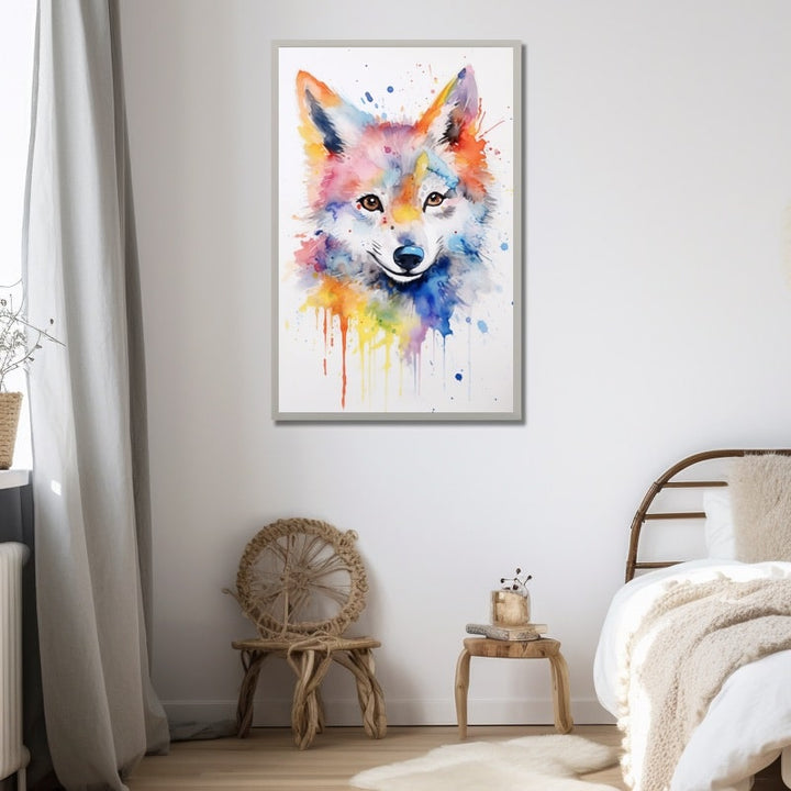 Peinture Loup Maternelle, art mural décoration nature