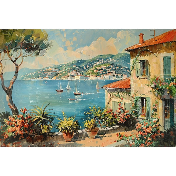 Peinture Maison Bord de Mer, art mural décoration nature