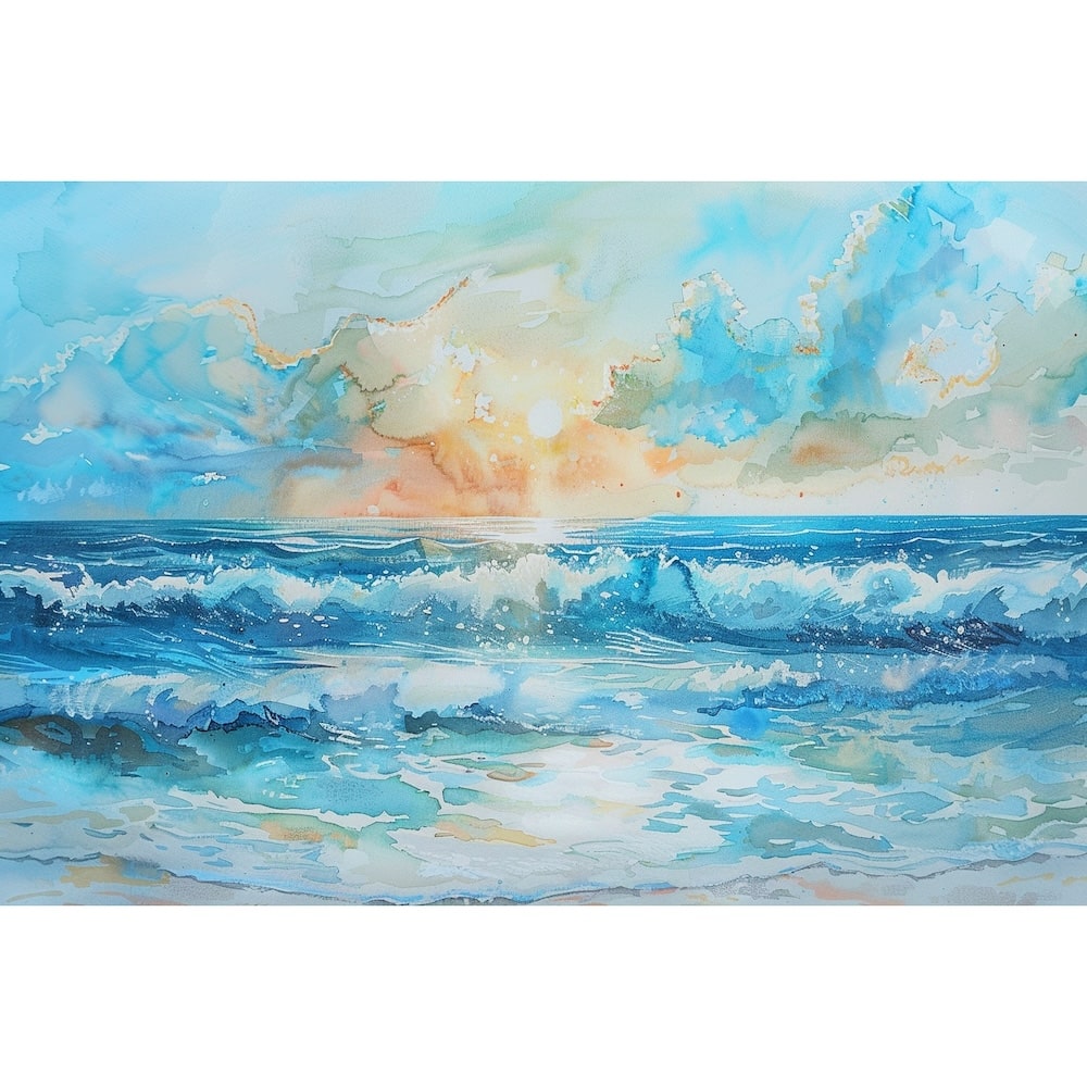 Peinture Aquarelle Mer, art mural décoration nature