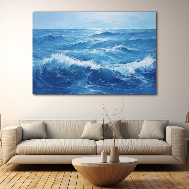 Peinture Mer Vibrante au Couteau, art mural décoration nature