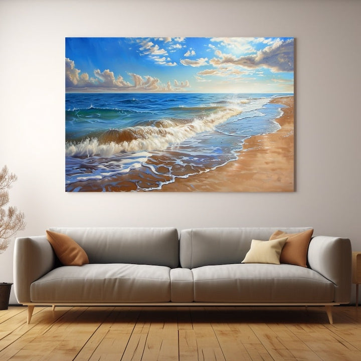 Peinture Rivage Ensoleillé, art mural décoration nature