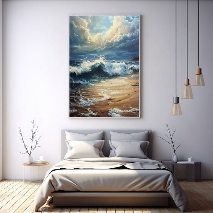 Peinture Mer Vague, art mural décoration nature