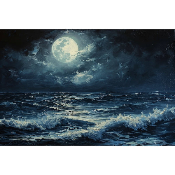 Peinture Mer Nuit, art mural décoration nature