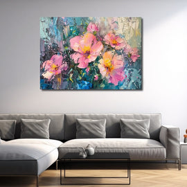 Peinture Moderne Abstraite Fleurs, art mural décoration nature