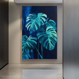 Peinture Monstera, art mural décoration nature