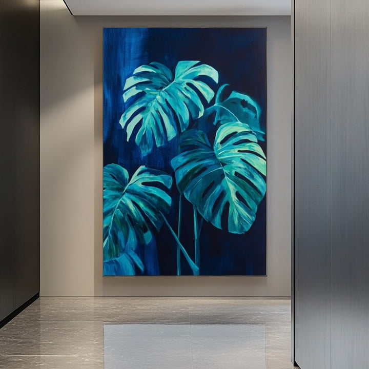 Peinture Monstera, art mural décoration nature