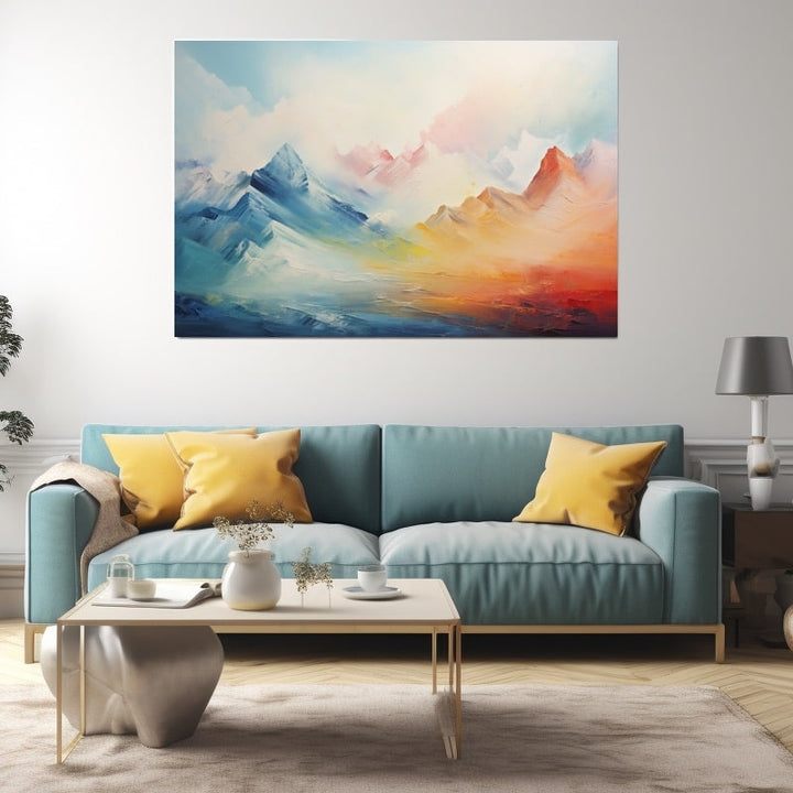 Peinture Montagne Abstraite, art mural décoration nature