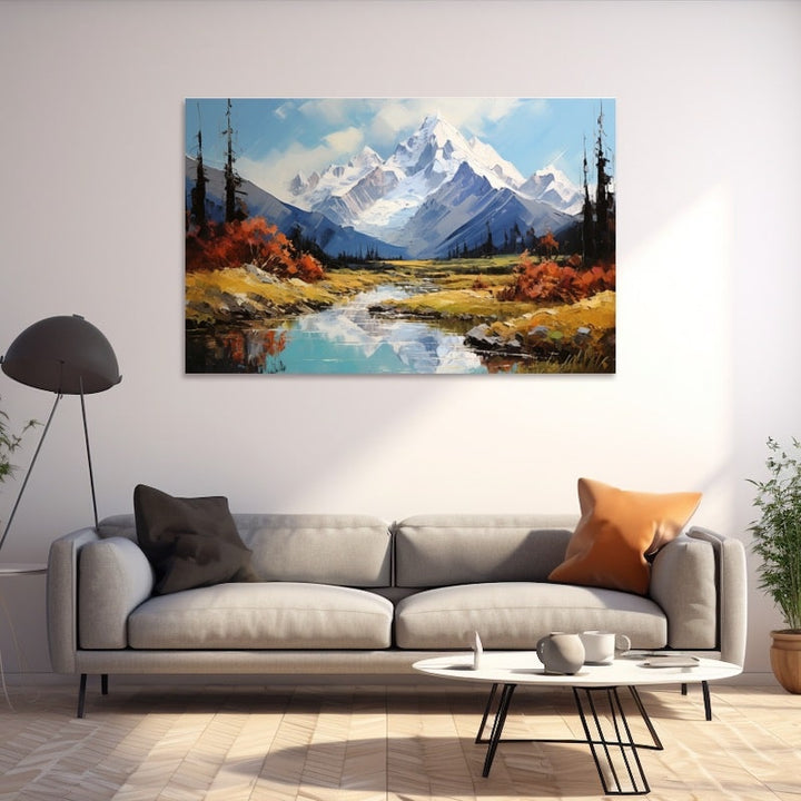 Peinture Montagne Au Couteau, art mural décoration nature