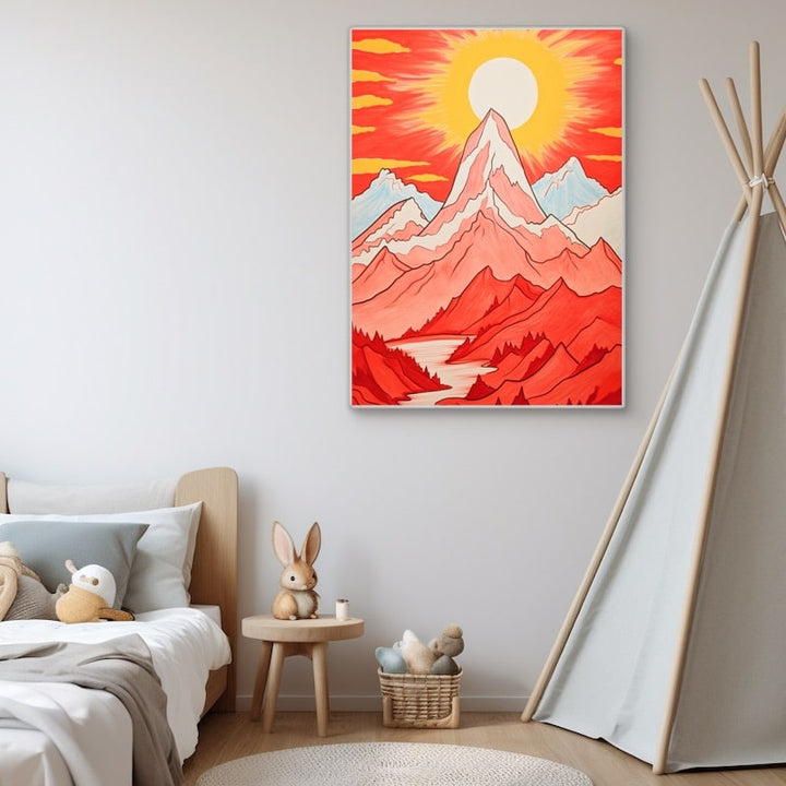 Peinture Montagne Chambre Fille, art mural décoration nature