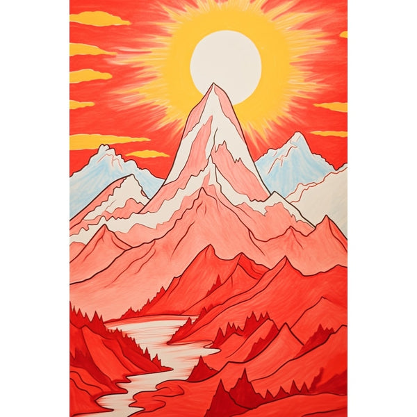 Peinture Montagne Chambre Fille, art mural décoration nature