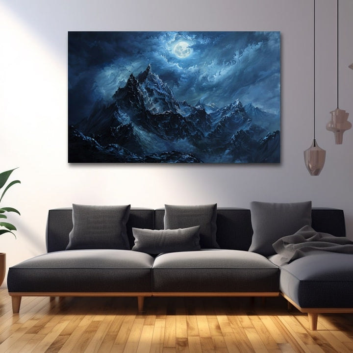 Peinture Montagne Nuit, art mural décoration nature