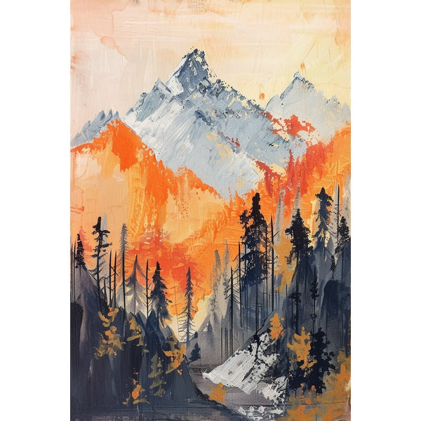 Peinture Paysage Abstrait Montagne, art mural décoration nature
