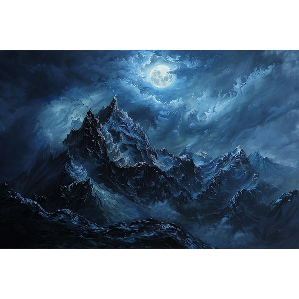 Peinture Montagne Nuit, art mural décoration nature