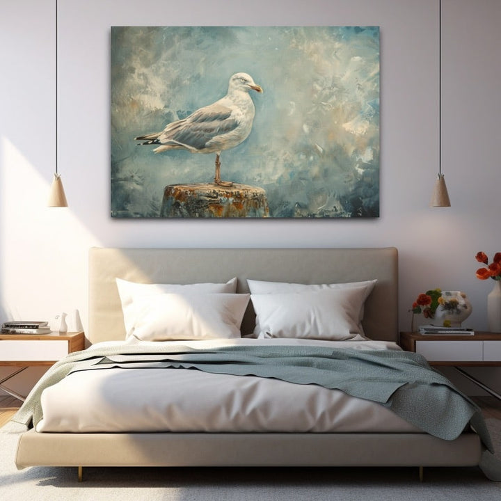 Peinture Mouette sur Toile, art mural décoration nature