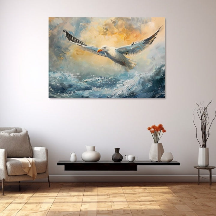 Peinture Mouette Vol, art mural décoration nature