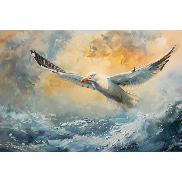 Peinture Mouette Vol, art mural décoration nature, vue 2