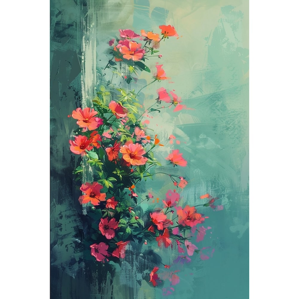 Peinture Murale Fleurs, art mural décoration nature