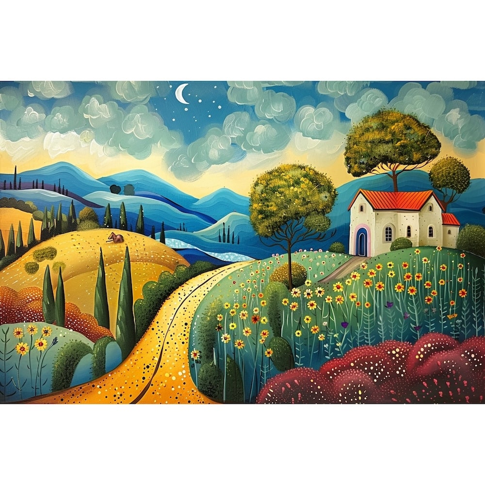 Peinture Naïve de Paysage