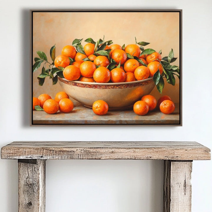 Peinture Nature Morte de Mandarines, art mural décoration nature