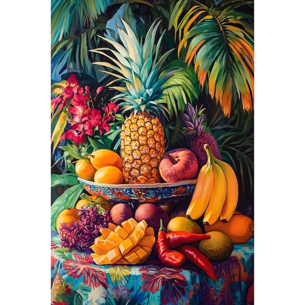 Peinture Nature Morte Fruits et Légumes, art mural décoration nature