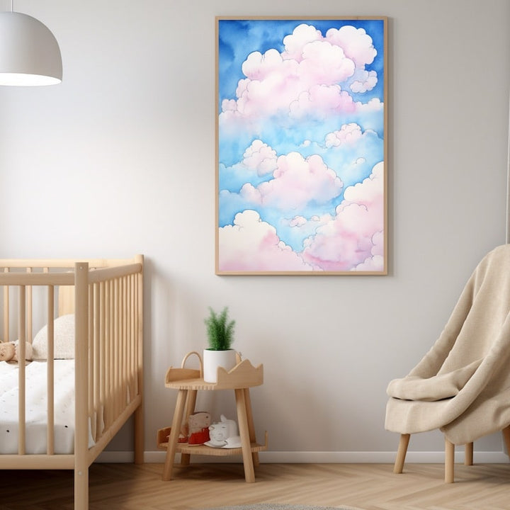 Peinture Nuage Chambre Bébé, art mural décoration nature