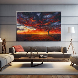 Peinture Nuage Coucher de Soleil, art mural décoration nature