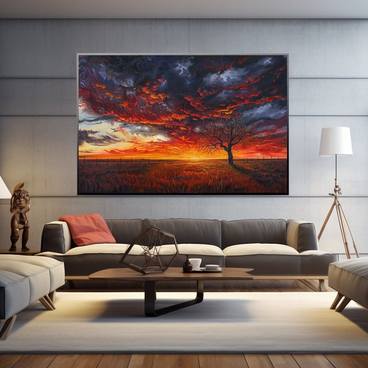 Peinture Nuage Coucher de Soleil, art mural décoration nature