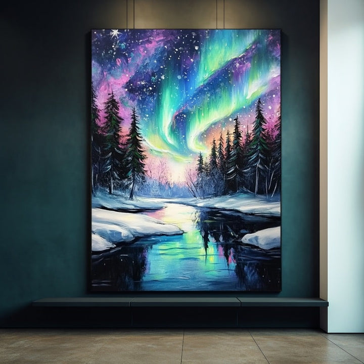 Peinture Nuit Polaire, art mural décoration nature