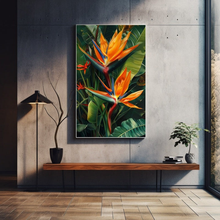 Peinture Oiseau du Paradis, art mural décoration nature