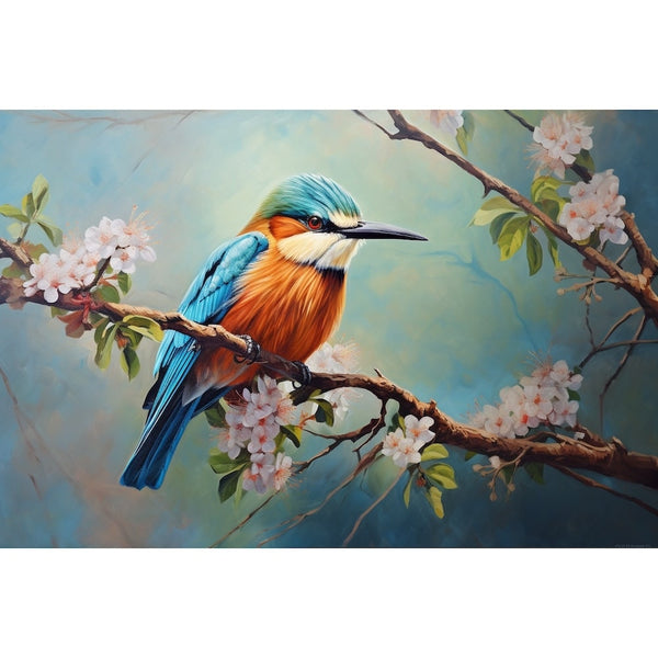 Tableau Peinture Oiseau et Fleur, art mural décoration nature, vue 2