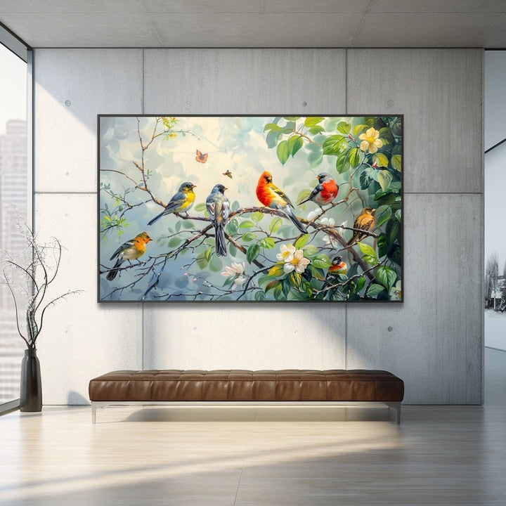 Peinture Oiseaux, art mural décoration nature