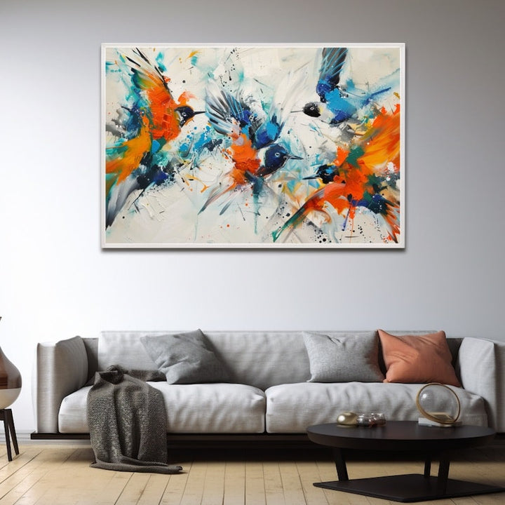 Peinture Oiseaux Abstrait, art mural décoration nature