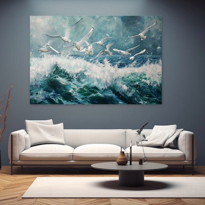 Peinture Oiseaux de Mer, art mural décoration nature
