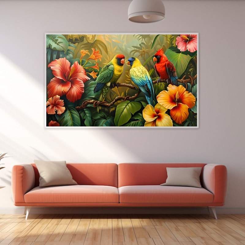 Peinture Oiseaux Et Fleurs