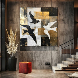 Peinture Oiseaux Moderne, art mural décoration nature