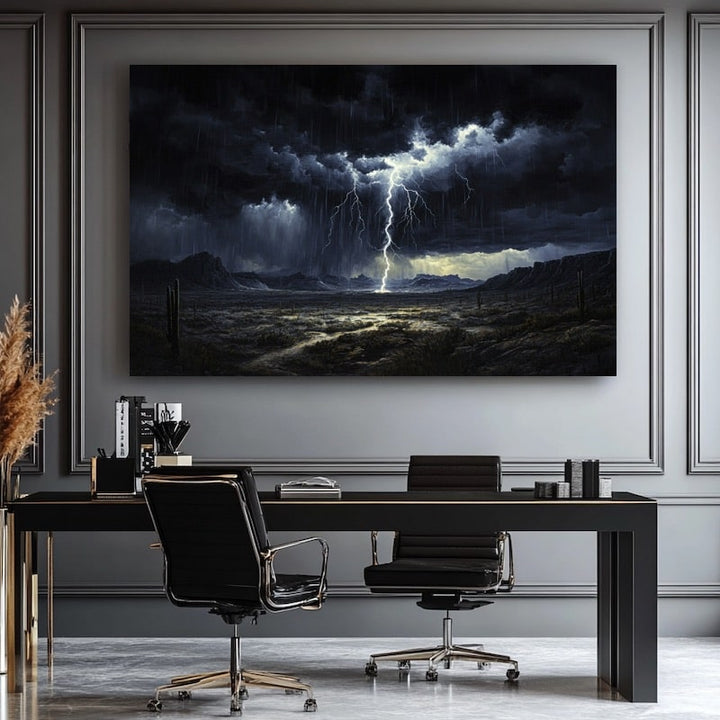 Peinture Orage, art mural décoration nature