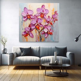 Peinture Orchidée sur Toile, art mural décoration nature