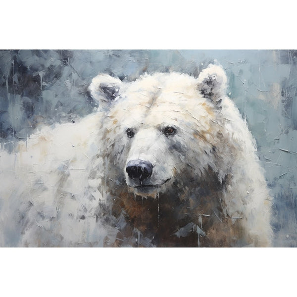 Tableau Peinture Ours Blanc, art mural décoration nature