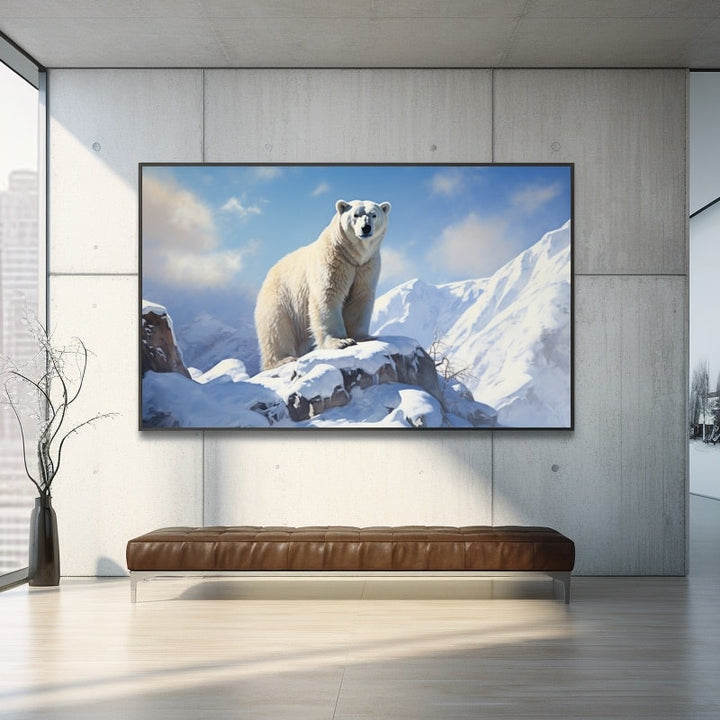 Peinture Ours Blanc, art mural décoration nature