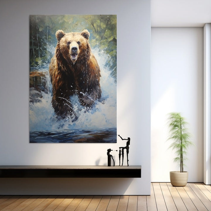 Peinture Ours Brun, art mural décoration nature