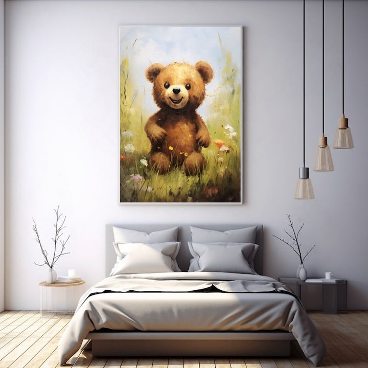 Peinture Ours en Peluche, art mural décoration nature