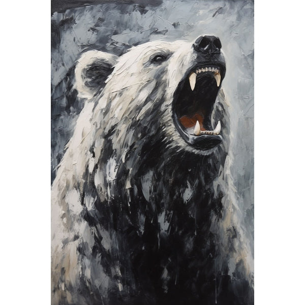 Tableau Peinture Ours Noir et Blanc, art mural décoration nature