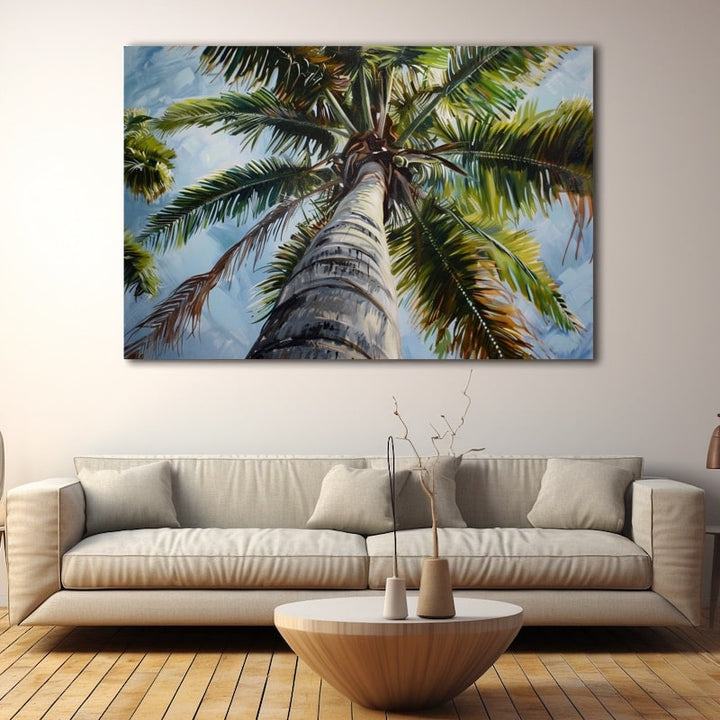 Peinture Palmier Contemporain, art mural décoration nature