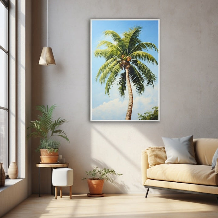 Peinture Palmier, art mural décoration nature