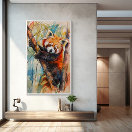 Peinture Panda Roux, art mural décoration nature