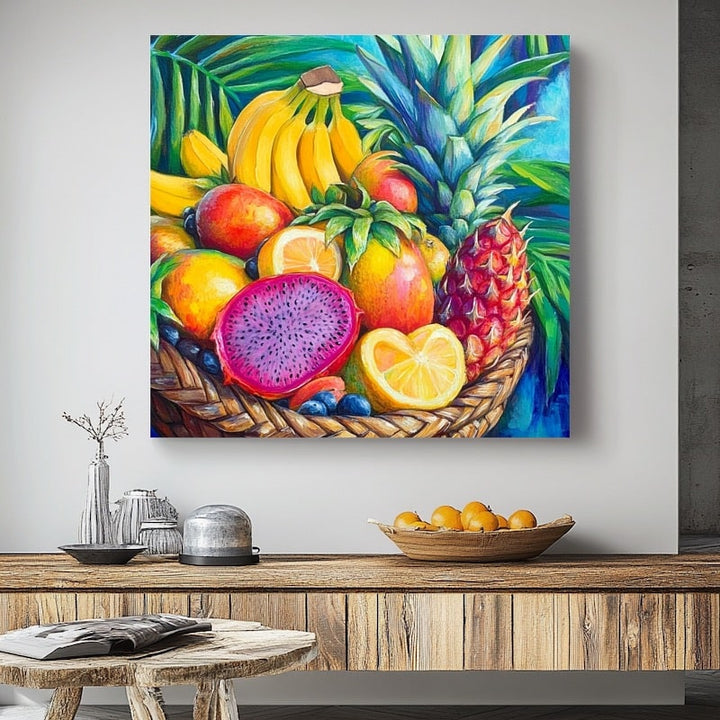Peinture Panier de fruits, art mural décoration nature