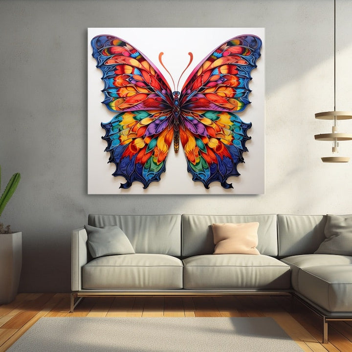 Peinture Papillon Symétrie, art mural décoration nature