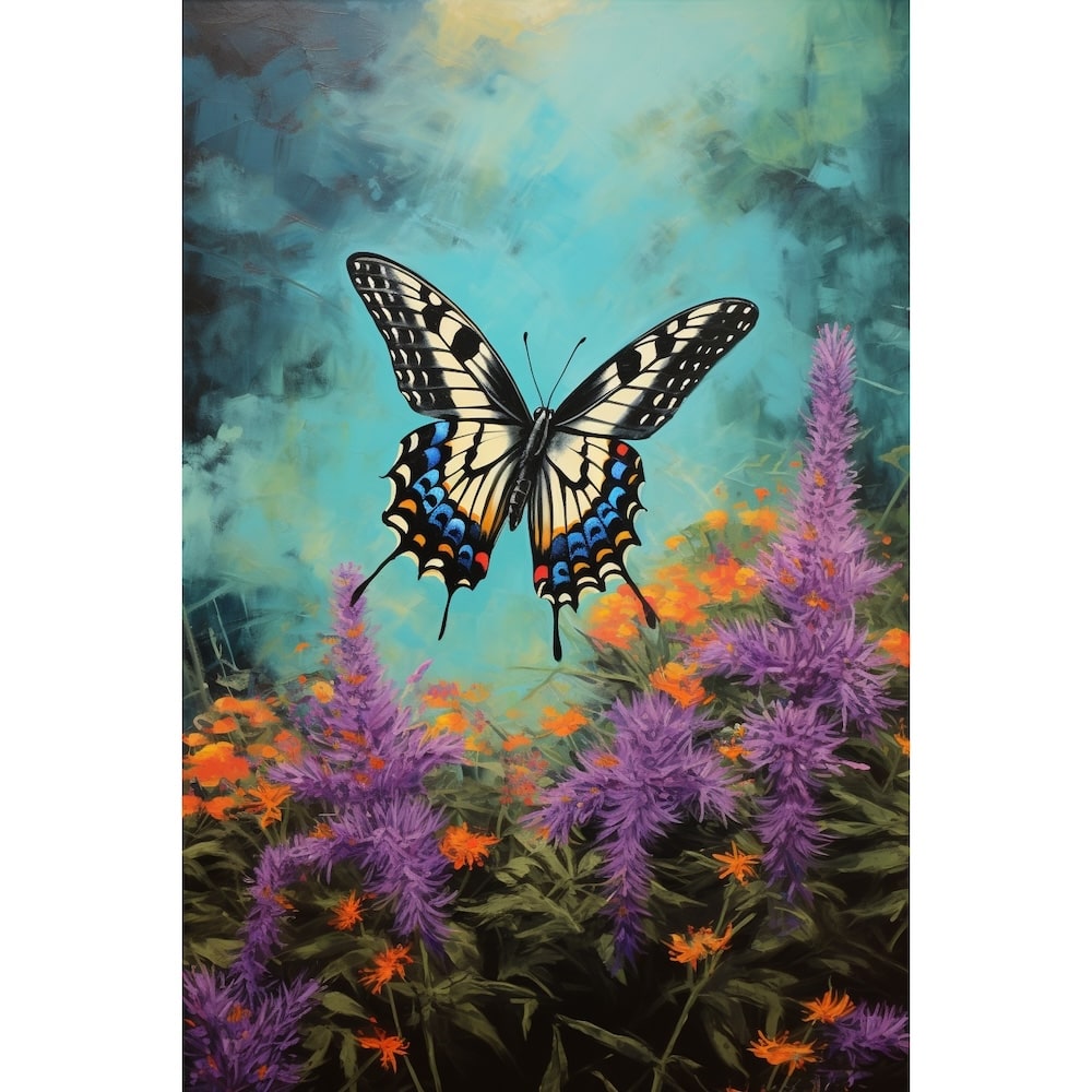 Peinture de Papillons, art mural décoration nature