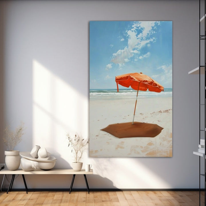 Peinture Parasol Ouvert en Été, art mural décoration nature