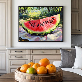 Peinture Pastèque, art mural décoration nature